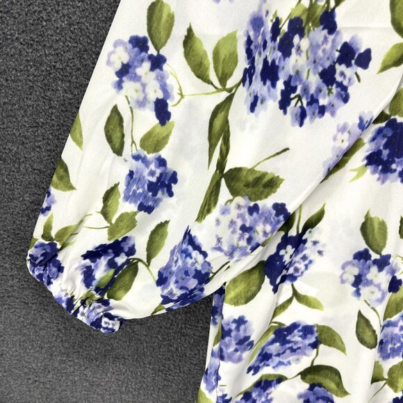 Tahari Top Womens Plus 2X White Purple Floral Boho Semi sheer Shirt Blouse Tunic - Picture 15 of 16